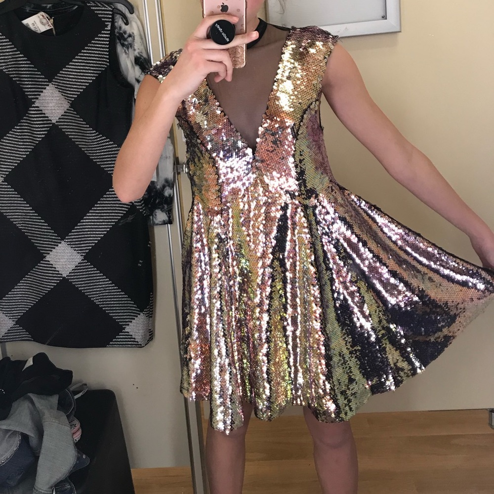 sequin low cut dress